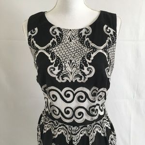 Dress Black & White Paisley Lace Mesh Overlay